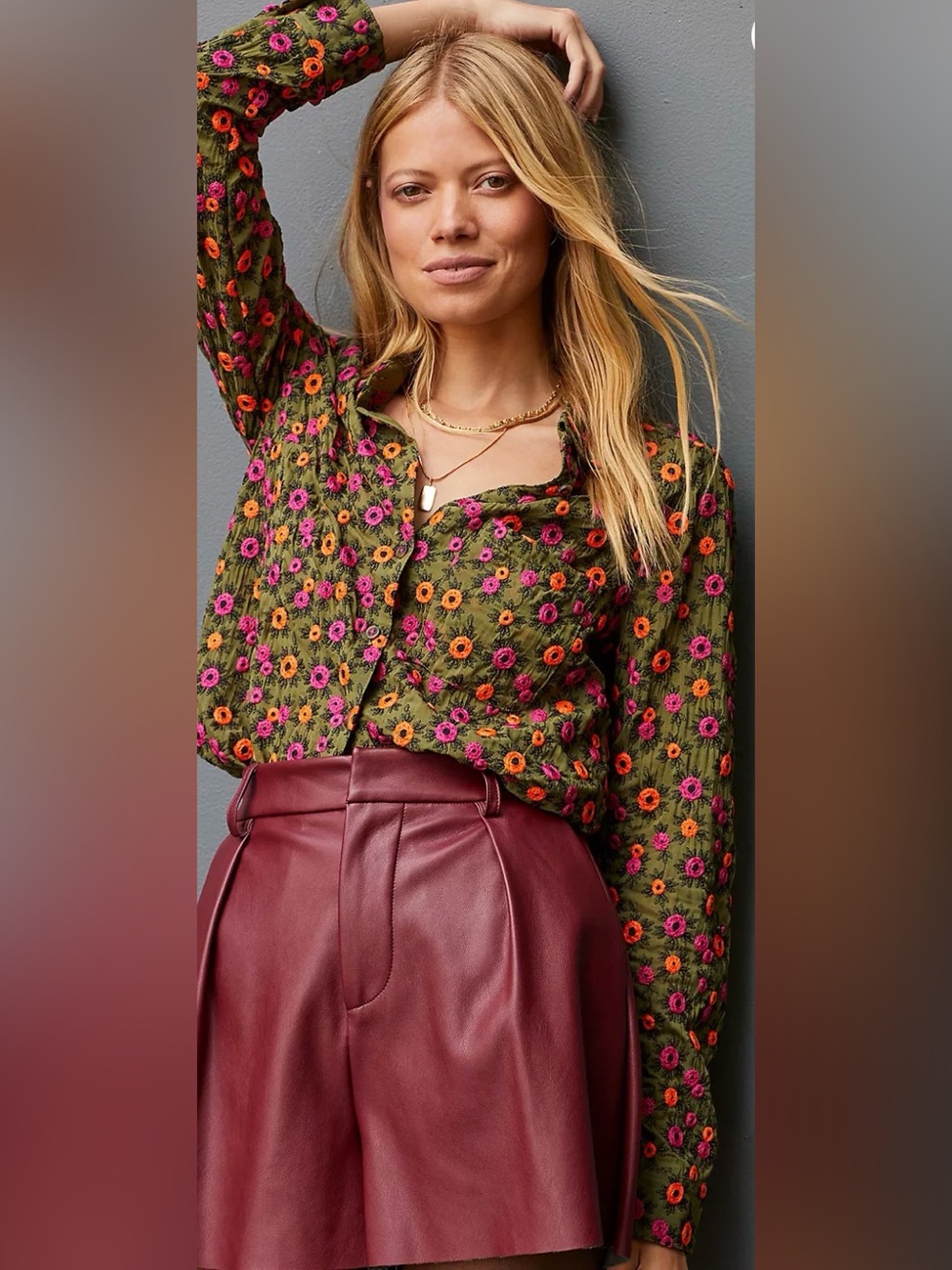 ANTHROPOLOGIE X MAEVE 6 M Embroidered Button Down Floral Blouse